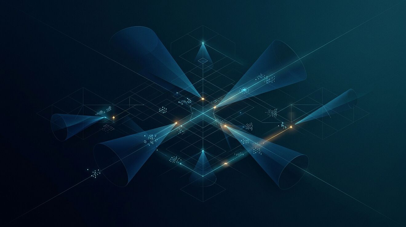 Cognitive light cone spacetime diagram illustrating goal-directed agency horizons in autonomous systems