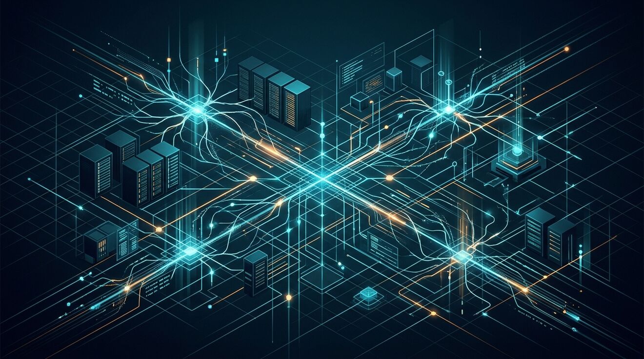 Grand unified architecture diagram representing a living digital nervous system orchestrating enterprise cyber defense